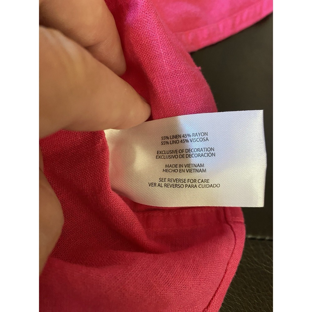 GAP Linen Blend‎ Button Up Shirt Womens XS Hot Pink Long Sleeve Tunic Top Beachy - Picture 7 of 16